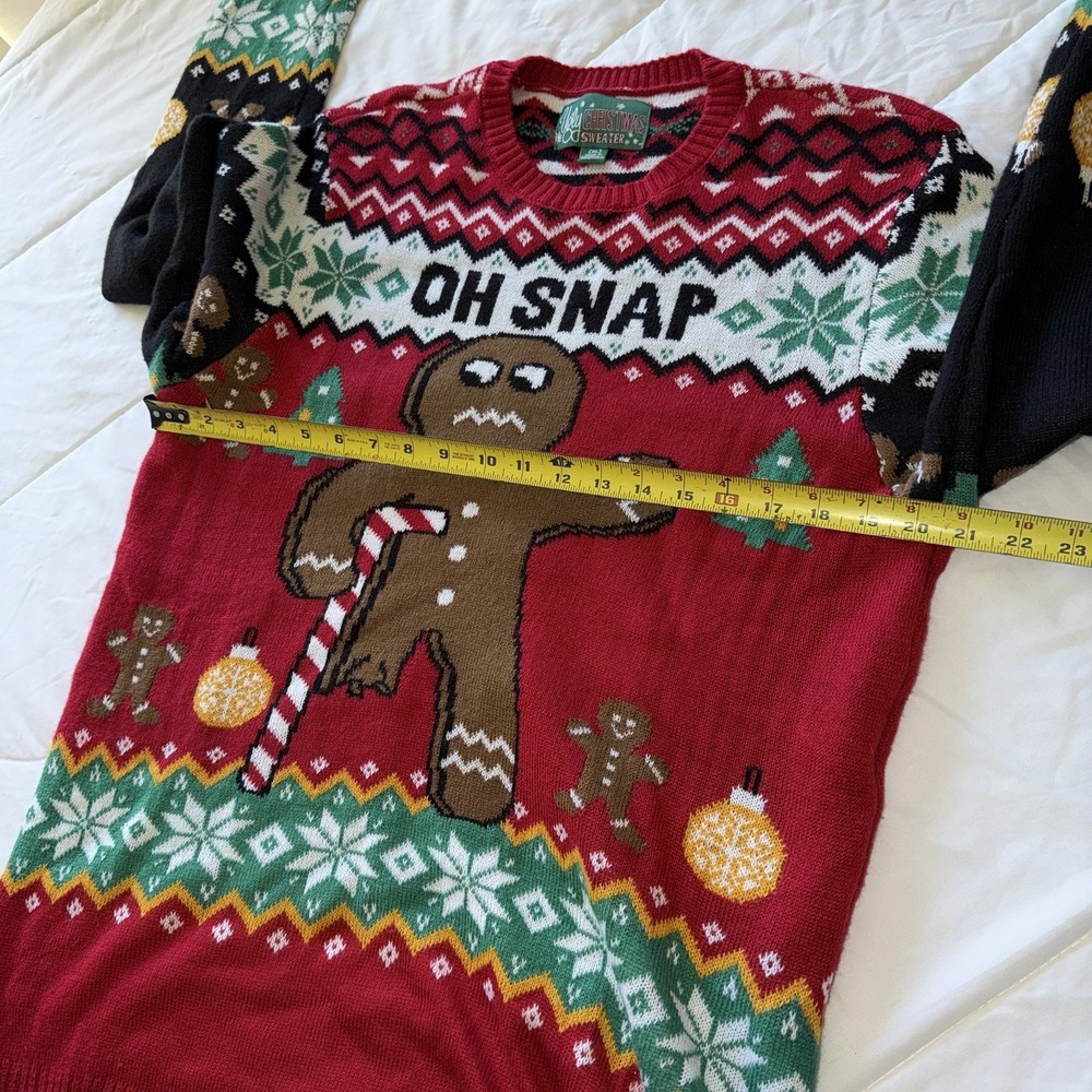 Men's Size XL‎ Oh Snap Gingerbread Man Ugly Christmas Holiday Sweater - Picture 7 of 7
